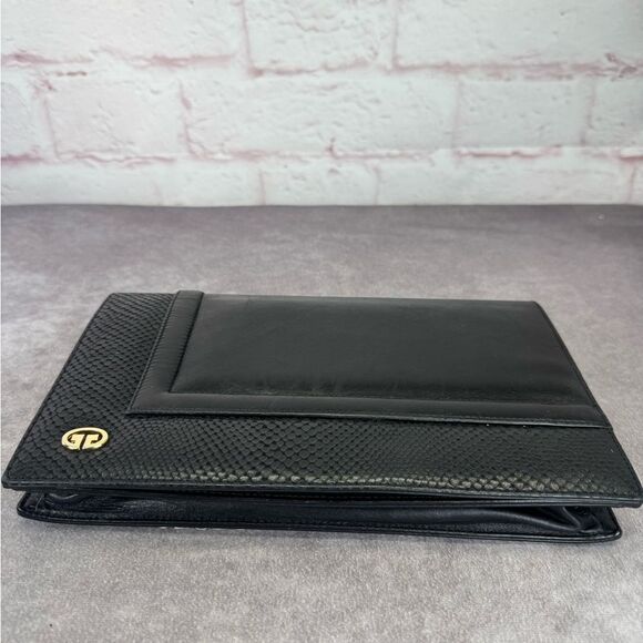 GUCCI Vintage Black Lambskin Leather Snakeskin Trim Flap Clutch / Shoulder Bag! - Picture 7 of 14